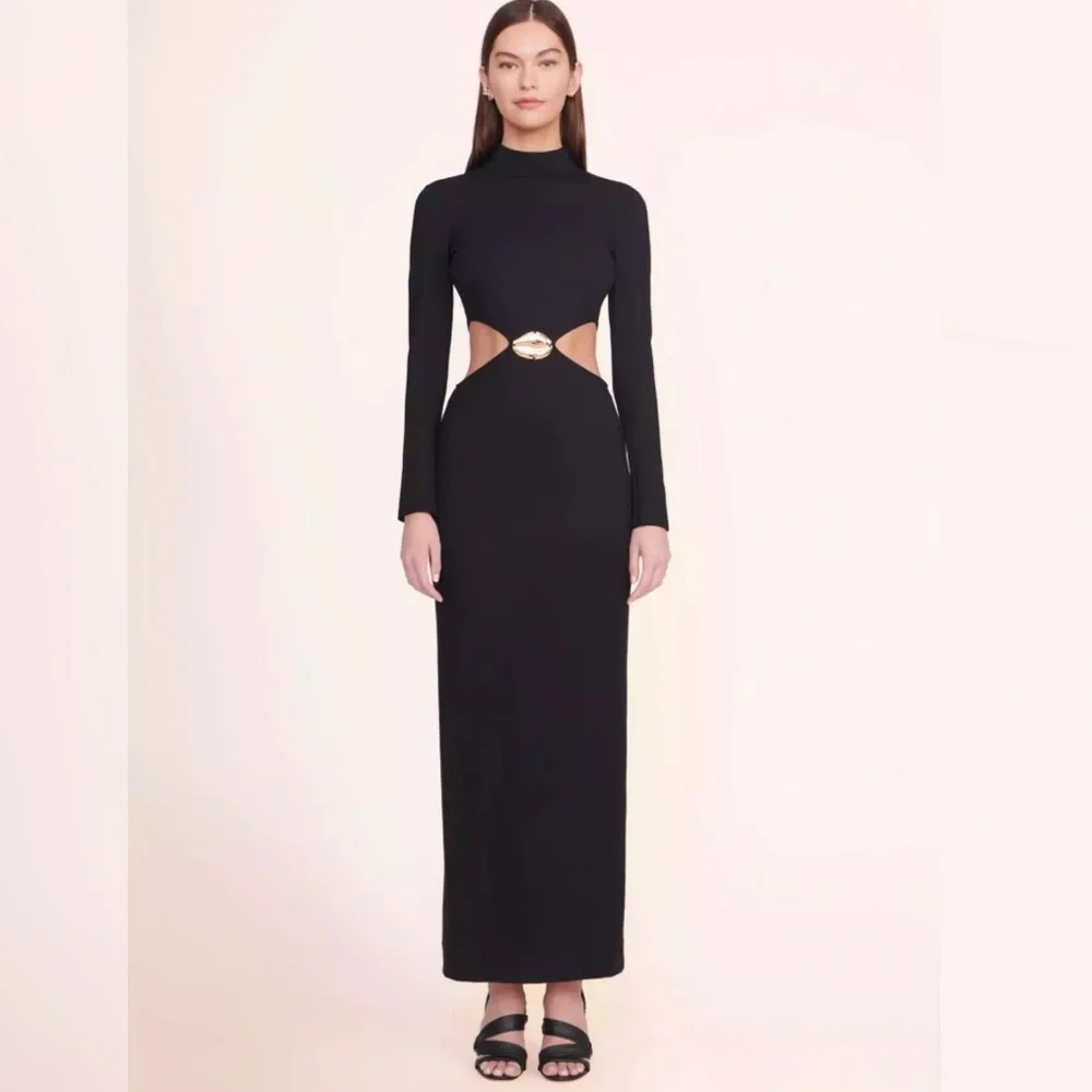 STAUD Arlette Black Cut-Out Gown Dress - size Small - Picture 2 of 8